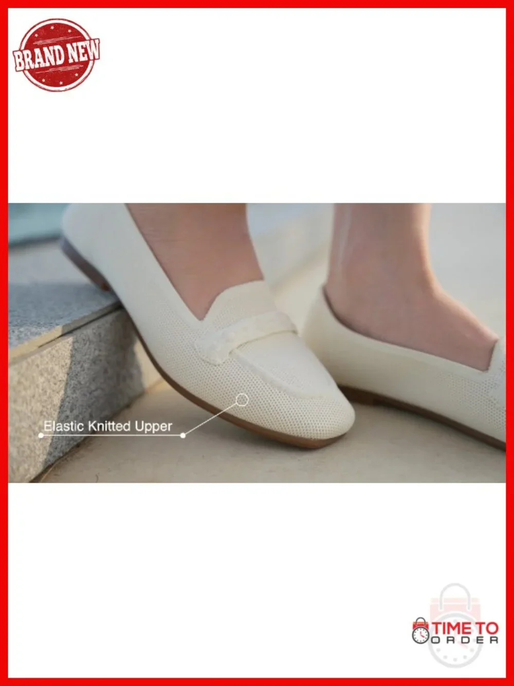 Stretchy Knit Loafer Flats Square Toe Comfort Casual Work Driving Shoes